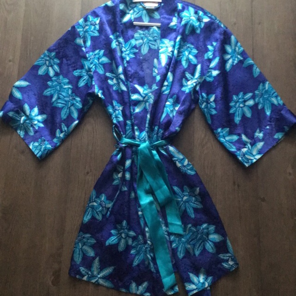 Blue silk robe